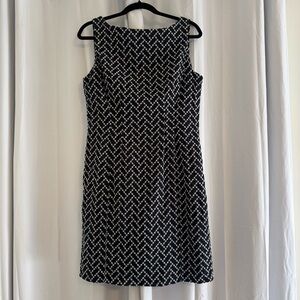 Jones New York Signature Black White Embroidered Eyelet Dress Womens 8